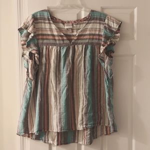 Blue and pink striped blouse